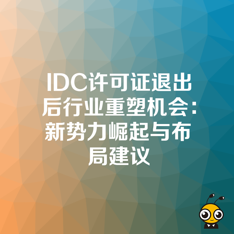 IDC许可证退出后行业重塑机会：新势力崛起与布局建议