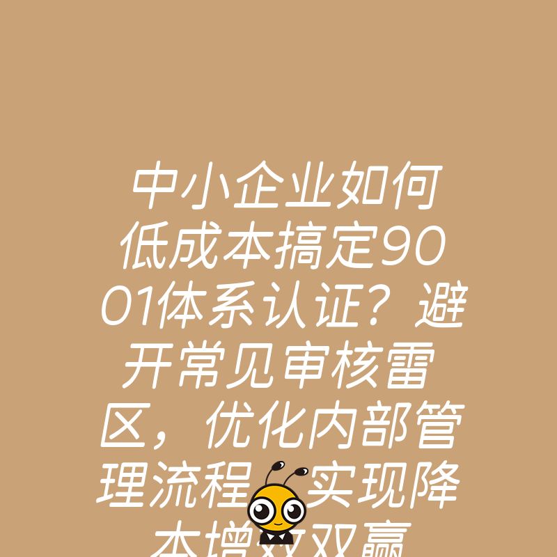 中小企业如何低成本搞定9001体系认证？避开常见审核雷区，优化内部管理流程，实现降本增效双赢