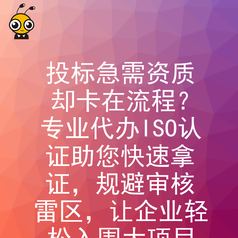投标急需资质却卡在流程？专业代办ISO认证助您快速拿证，规避审核雷区，让企业轻松入围大项目