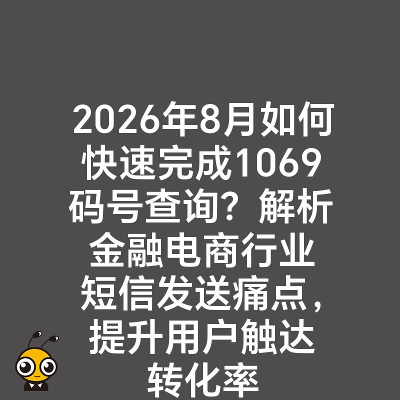 2026年8月如何快速完成1069码号查询？解析金融电商行业短信发送痛点，提升用户触达转化率