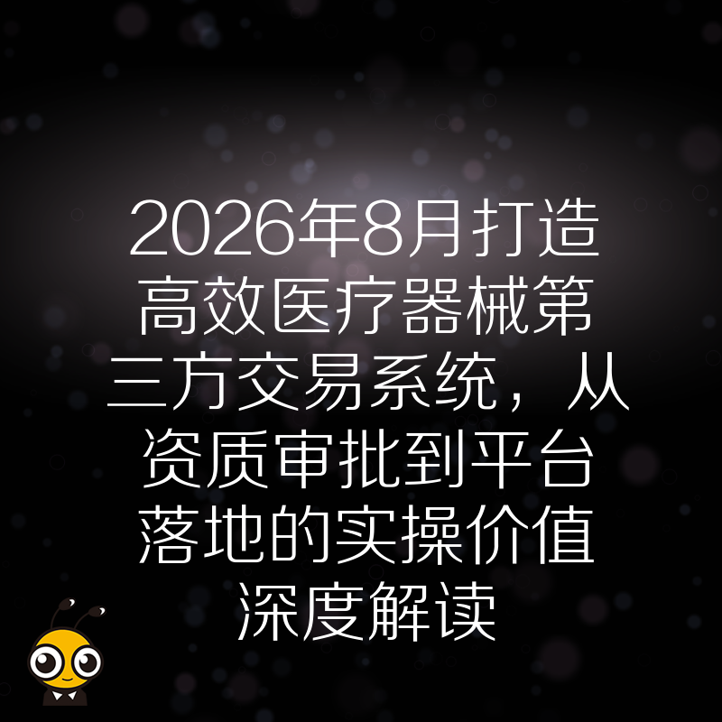 2026年8月打造高效医疗器械第三方交易系统，从资质审批到平台落地的实操价值深度解读