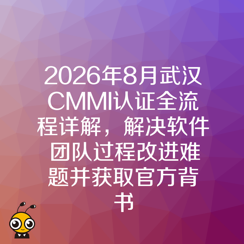 2026年8月武汉CMMI认证全流程详解，解决软件团队过程改进难题并获取官方背书