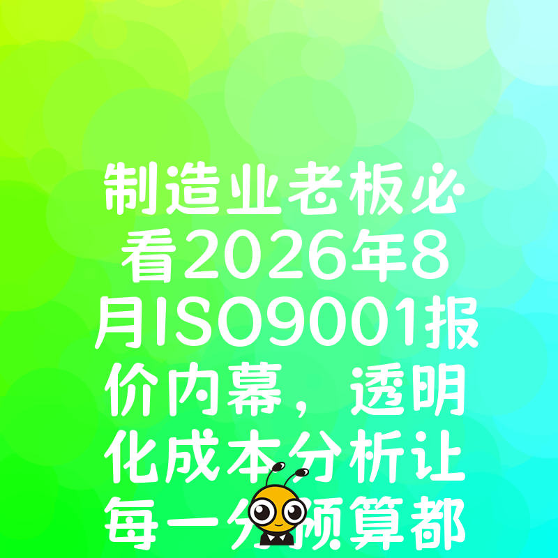 制造业老板必看2026年8月ISO9001报价内幕，透明化成本分析让每一分预算都花在刀刃上