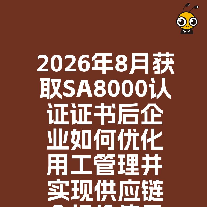 2026年8月获取SA8000认证证书后企业如何优化用工管理并实现供应链合规价值最大化